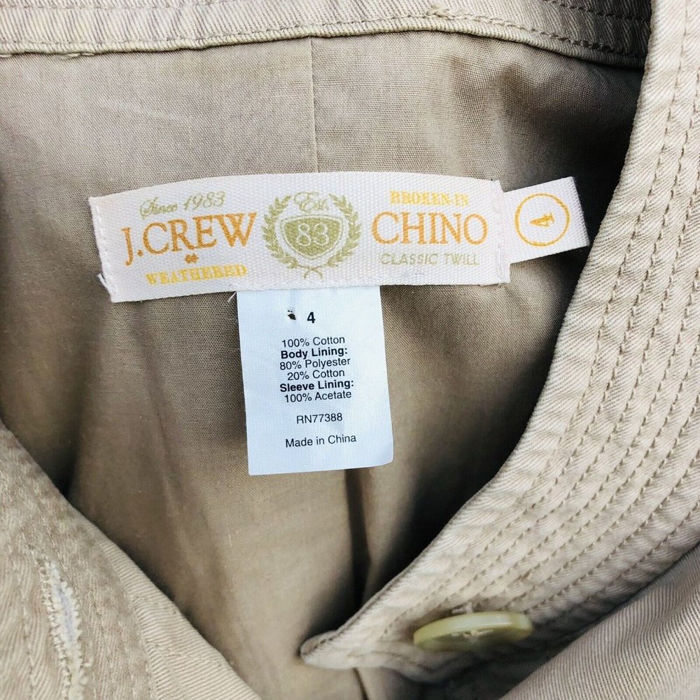 J. Crew Chino Boxy Khaki Tan Jacket Size 4 Hipster Boho Preppy Casual Layering - Picture 6 of 6